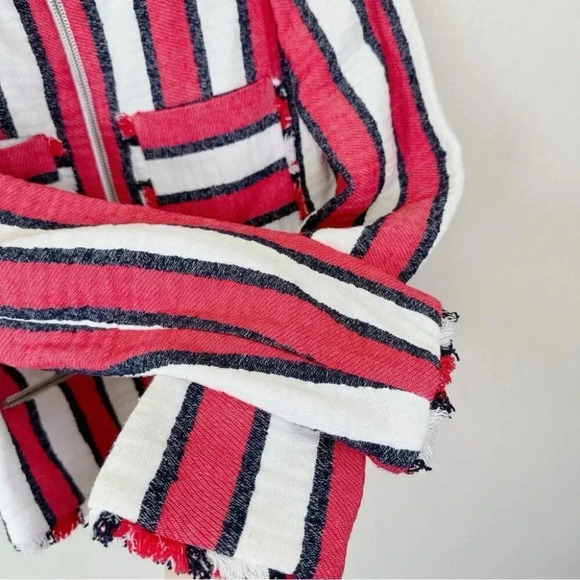 ZARA  Frayed Striped Full Zip Jacket - Picture 12 of 16